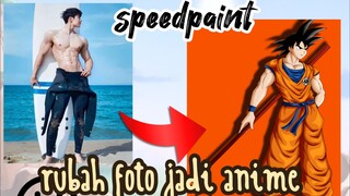 (speedpaint)rubah foto jafi anime,son goku