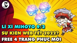 Lì Xì Mihoyo 9/2 | Sự Kiện Web Tết Hải Đăng 2022 Có Hay ko? Free 4 Trang Phục Mới Qua Thư