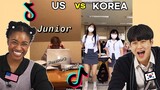 US VS KOREA, High School TIKTOK!! 🏫 KOREAN TEEN & AMERICAN REACTION
