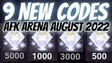 All 9 NEW CODES | AFK Arena August 2022