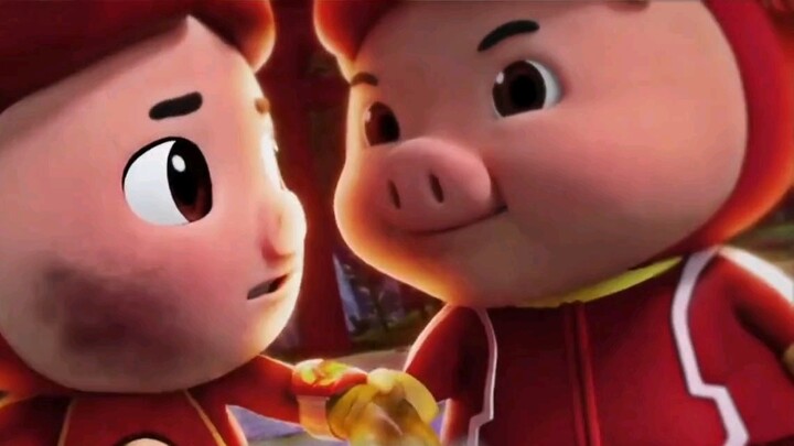 "Happy God of War, King of Five Spirits, Three Pigs in the same frame"