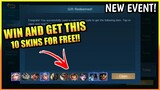 WIN AND GET 10 RANDOM SKIN!! NEW EVENT!!(CLAIM NOW🔥) || MOBILE LEGENDS BANG BANG