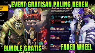 FREE FIRE!! BOCORAN EVENT GRATIS, EVENT RAMPAGE NEW DAWN, BUNDLE GRATIS, FADED WHEEL,