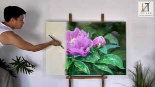 绘制一幅令人惊叹的牡丹花油画全过程｜精细细节与丰富层次感展现