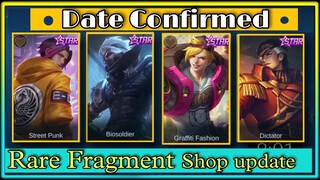UPCOMING SKINS IN RARE FRAGMENT SHOP | MLBB RARE FRAGMENT SHOP UPDATE | FREE RARE FRAGMENTS 2021