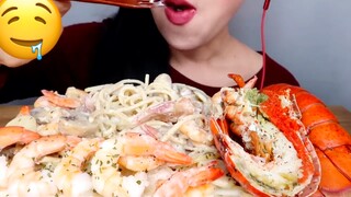 Mỳ ý sốt Kem Pastar Tôm Hùm 🦞 #mukbang #ASMR #mukbangASMR