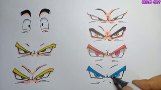 Cách Vẽ Cơ Bản Đôi Mắt Các Trạng Thái Của GOKU DRAGON BALL