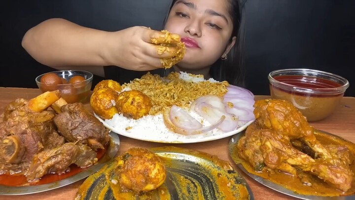 SPICY CHICKEN CURRY🔥SPICY MUTTON CURRY AND SPICY EGG CURRY WITH RICE | BIG BITES | FOOD EATING SHO