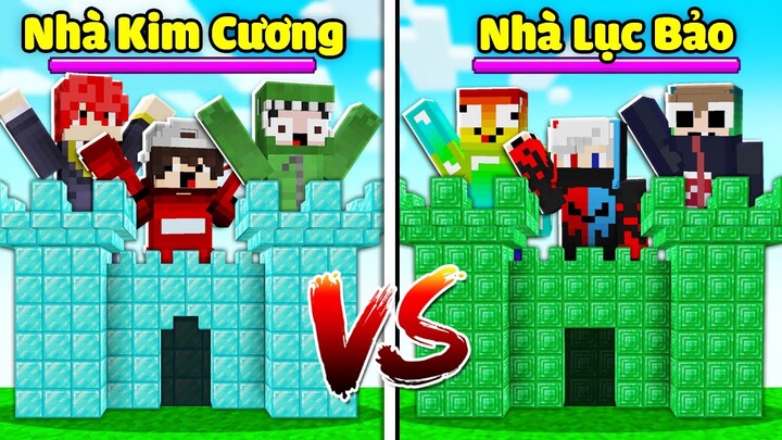 Minecraft Bedwars Xây Nhà Kim Cương Vs Nhà Lục Bảo Đại Chiến Noob Team * KHANGG Troll T Gaming ??