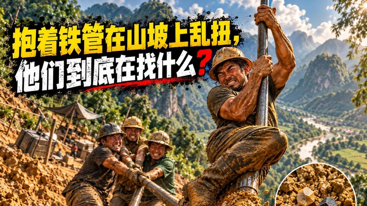 Hugging a metal pipe and writhing around on the hillside—what on earth are they looking for?