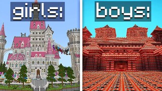 girls vs boys playing minecraft be like: