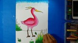 Menggambar burung bangau || Cara menggambar burung dan pemandangan