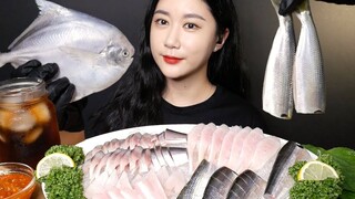 [ONHWA] The chewing sound of silver pomfret + spotted mullet sashimi!