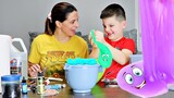 Caleb & Mom are playing with Slimes! Fun Games with Mommy!
