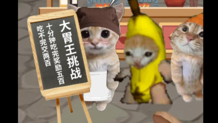 Mèo Chuối tham gia thử thách ăn nhiều, nhưng ông chủ lại là búp bê!