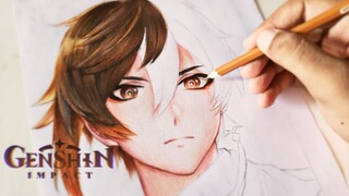 Zhongli Drawing [Genshin Impact] - DNA Senpai