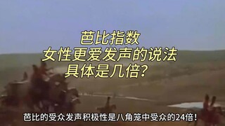 芭比指数：女性更爱发声，大概是24倍