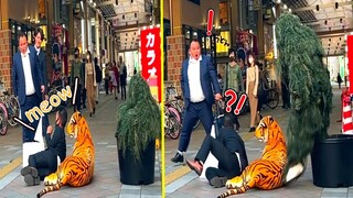 He Freaked Out! TOP OF FUNNIEST SCARES : Bushman Prank with ANGRY TIGER 2023