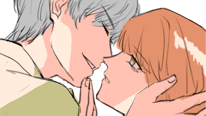 [Love of Light and Night/Handwritten] Married couple's kiss