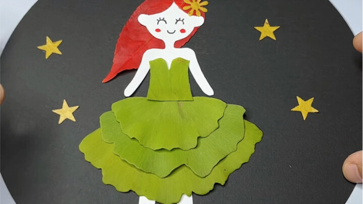 Collect autumn leaves with your kids and create a beautiful little princess leaf collage!