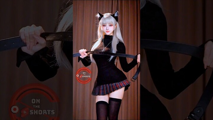 Goth Cat Girl Cute Dance  Cat Girl Cosplay #shorts