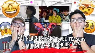 MONSTA X, Stray Kids, KAI - Rush Hour MV, Christmas EveL Teaser 1,  Peaches #1 Mood Sampler REACTION