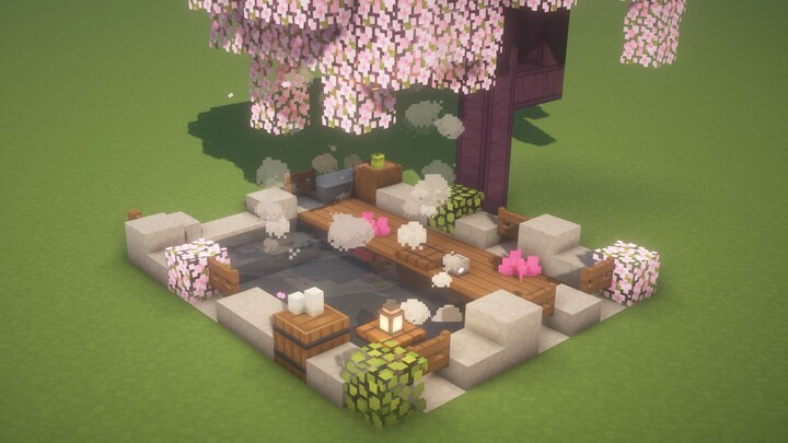 A small hot spring with falling cherry blossoms~