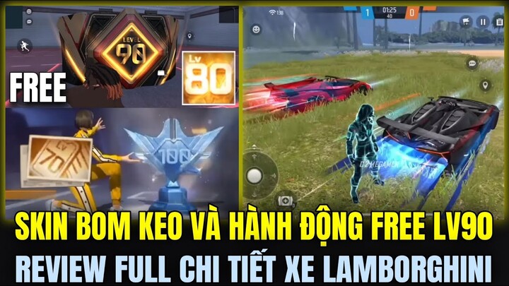 (Free Fire) OB42 Skin Bom Keo Và Hành Động FREE Từ LV70 Đến LV100, Review Full Skin Xe Lamborghini