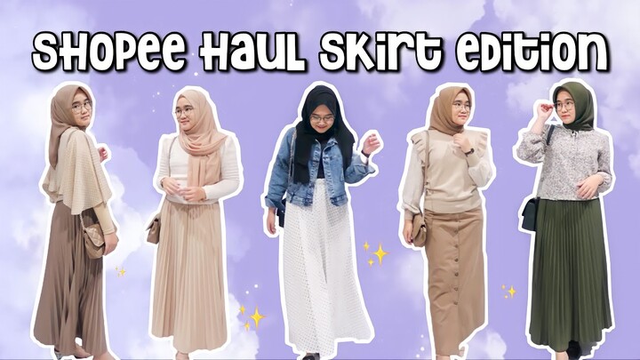 SHOPEE HAUL SKIRT EDITION / ROK  CANTIK MURAH MULAI 36RIBU! | OOTD HIJAB WITH SKIRT