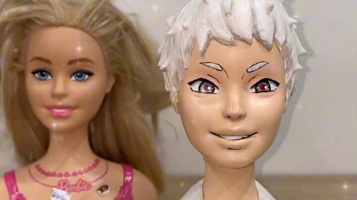 My bestie told me to totally改造 her Barbie into a goth summer look.