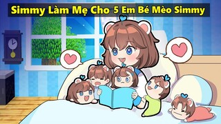 Mèo Simmy 1 Ngày Làm Mẹ Nuôi "5 EM BÉ MÈO SIMMY" Trong Minecraft