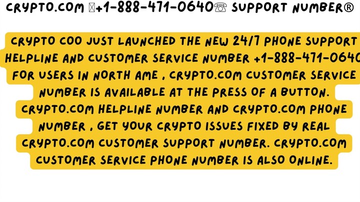 Crypto.com ⌛+1-888-471-0640☏ Support Number®
