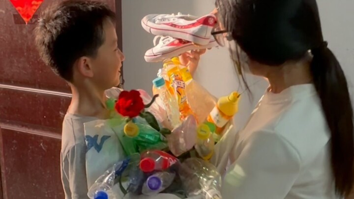 I made a bouquet for my mom out of some bottles I picked up. She, in turn, secretly bought herself a