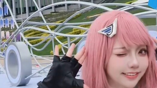Is she the only cosplayer at the Shanghai Auto Show?