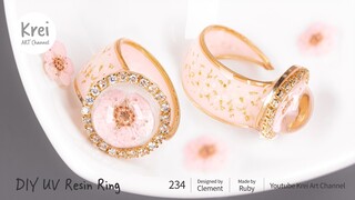 【UV レジン高難易度の製作】ドライフラワーを使って、DIY指輪を作りました〜♪ UV Resin - DIY Rings with Dried Flower.