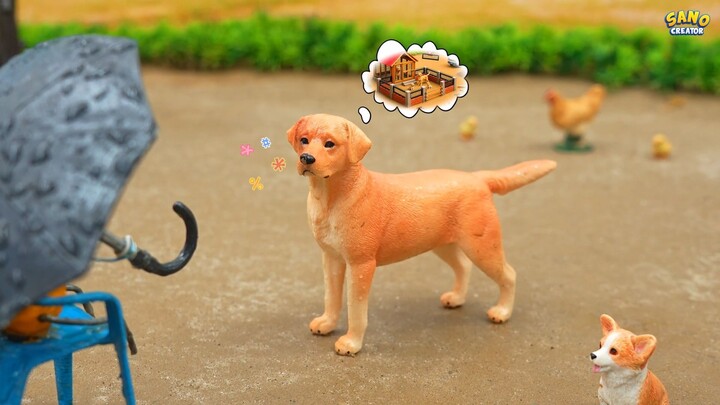 Construindo uma mini casinha de cachorro com tijolos e madeira   Construção de u
