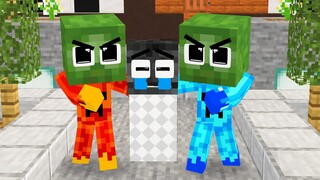 Monster School : Superhero Fire Baby Zombie and Ice Because Good - Sad Story - Minecraft Animation