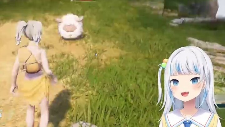 [ Gawr Gura ] As soon as Gura enters the game, he encounters a boss battle, a shark against a long