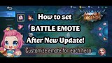 HOW TO SET BATTLE EMOTE after New Update Mobile Legends | Customize your emote