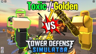 Toxic Gunner vs Golden Minigunner (COMPARISON) | Tower Defense Simulator | ROBLOX