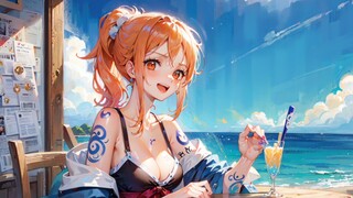 [AI Painting] Nami and Robin's Seaside Holiday - One Piece Theme Wallpaper