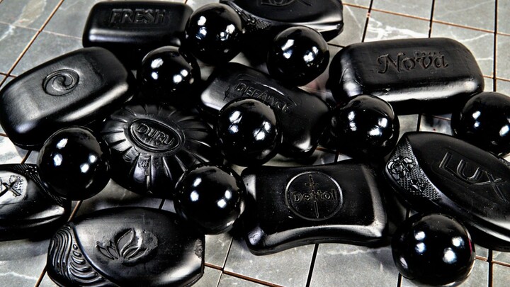 SOAP UK 🖤Sleep & Stress-Relief Video🖤Black Patent Leather Soap | Crispy Decompression Ball