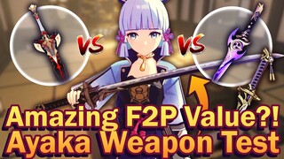 Ayaka on F2P Amenoma is GOOD! Weapon Test vs. Black Sword & Mistsplitter Reforged