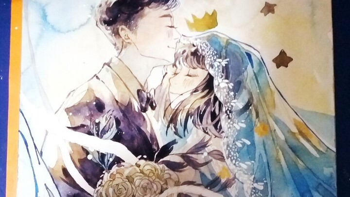 【Watercolour】Drawing Little Bear & Flounder's Wedding Portrait