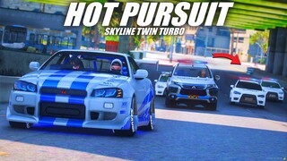 HOT PURSUIT SKYLINE R34 TWIN TURBO !! KEPOLISIAN SATU KOTA MEMBURU KEI O'CONNER !!! GTA 5 ROLEPLAY