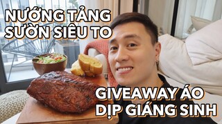 Làm món sườn nướng tảng | GIVEAWAY 5 chiếc áo dịp giáng sinh Vlog 159