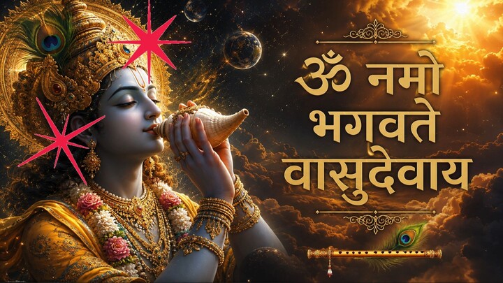 Om Namo Bhagavate Vasudevaya, Krishna Mantra, 克里希纳, 毗湿奴, 冥想, 梵文咒语.