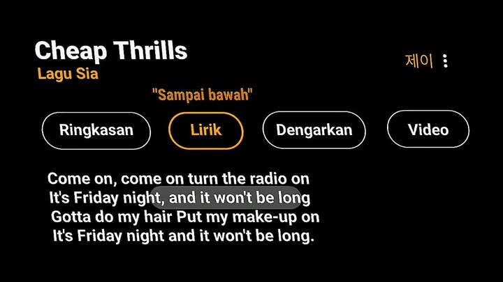 Lirik Cheap Thrills Slebeww