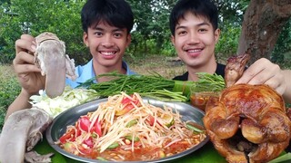 ลิ้นหมูนึ่ง ไก่ย่างทั้งตัวส้มตำแซ่บๆ ลิ้นหมูไก่ย่างส้มตำเป็นเมนูสุดแซ่บจริงๆ.