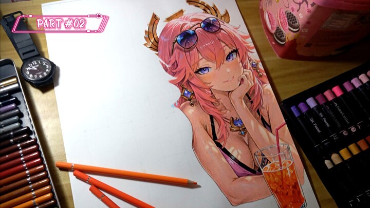 Proses WIP Project ke-19 | Anime Drawing, Part #02 DrawNime | Tutorial menggambar Character Yae Miko